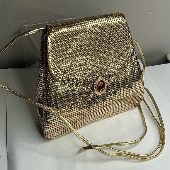 Whiting and Davis Gold Mesh Metallic Chain Envelope Shoulder Crossbody Bag - Picture 3 of 14